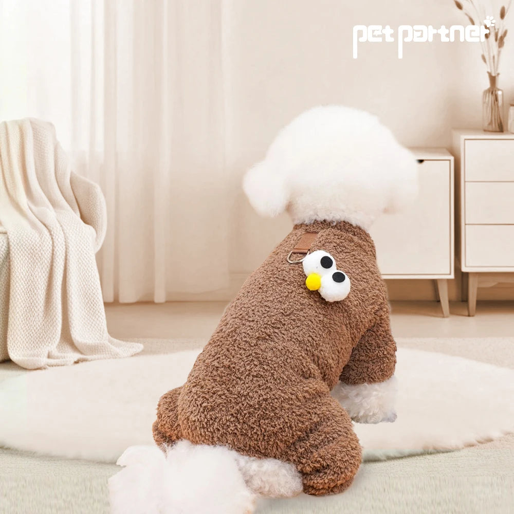 Plush Fleece Dog Winter Overall 4 Legs Full Body Jumpsuit Small Medium Dogs