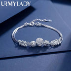 Lucky Beads Ball Chain Bracelet 925 Sterling Silver Women Luxury Charm Gift