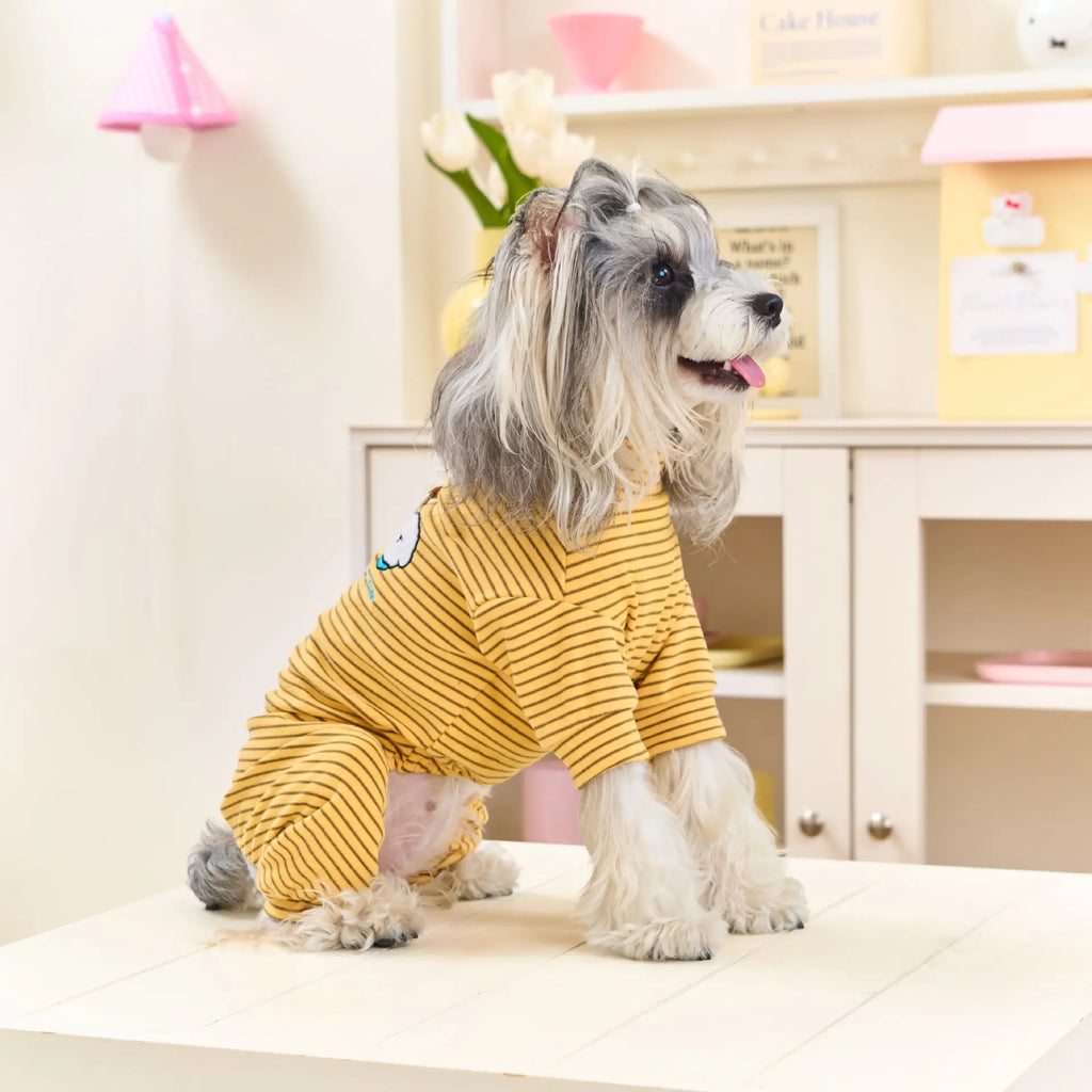 Polar Fleece Striped Bodysuit 4-Legged Winter Pajamas Small Medium Dogs