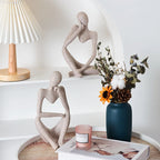 Nordic Abstract Sculpture Thinker Statue Resin Woman Figurine Office Home Decoration