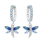 925 Sterling Silver Blue Iris Flower Drop Earrings Anniversary Jewellery Gift