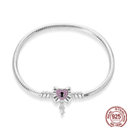 925 Silver 17-20CM Heart Pave Zirconia Original Bracelets Infinity Bracelet Fit DIY Charms Bead Birthday Jewelry Gifts Hot Sale