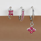 3PCS Trendy Stainless Steel Flower Drop Earring Set Zirconia Dangle