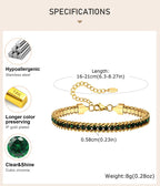 Stainless Steel Tennis Bracelets for Women, Iced Out 5A Cubic Zirconia Stones Charm Bracelets, Ladies Bridal Wedding Jewelry