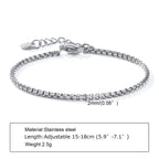 Women Chain Bracelet Silver Color, Stainless Steel Link Stackable Bracelets, Layered Fashion Accessories Gifts