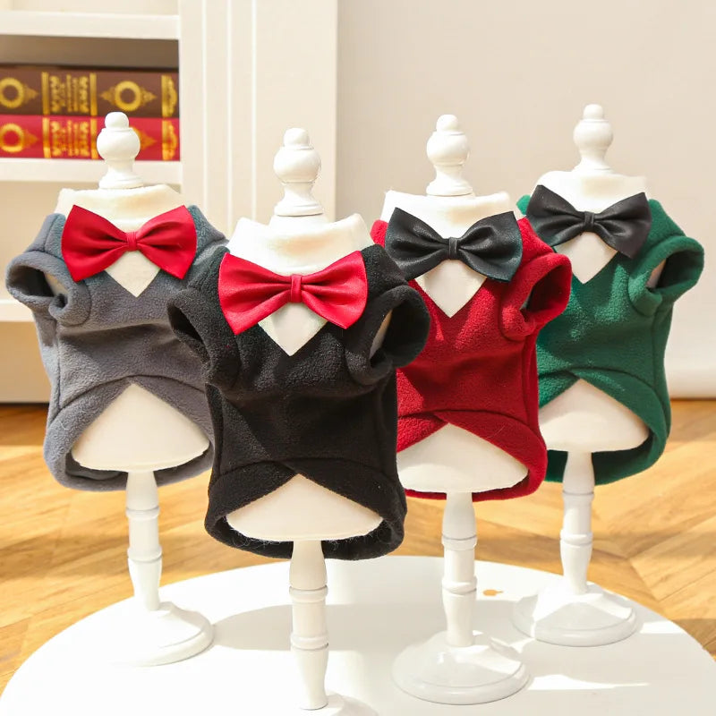 Elegant Pet Tuxedo for Small Dogs Cats Wedding Party Suit with Bow Tie Formal Outfit Dog Clothes Costume