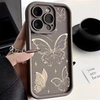 Pink Butterfly Silicone Case for iPhone 17 16 15 14 13 12 11 Pro Max Plus