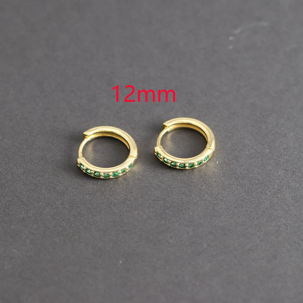 1 Pair Green Little Huggies Stainless Steel Hoop Earrings Tiny Rings