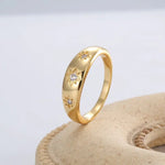 925 Sterling Silver Star Chunky Ring Vintage Trendy Zirconia Stacking Punk Accessory