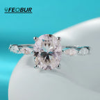 2CT Full Moissanite Engagement Ring Oval Marquise Cut Diamond 925 Sterling Silver GRA Certified