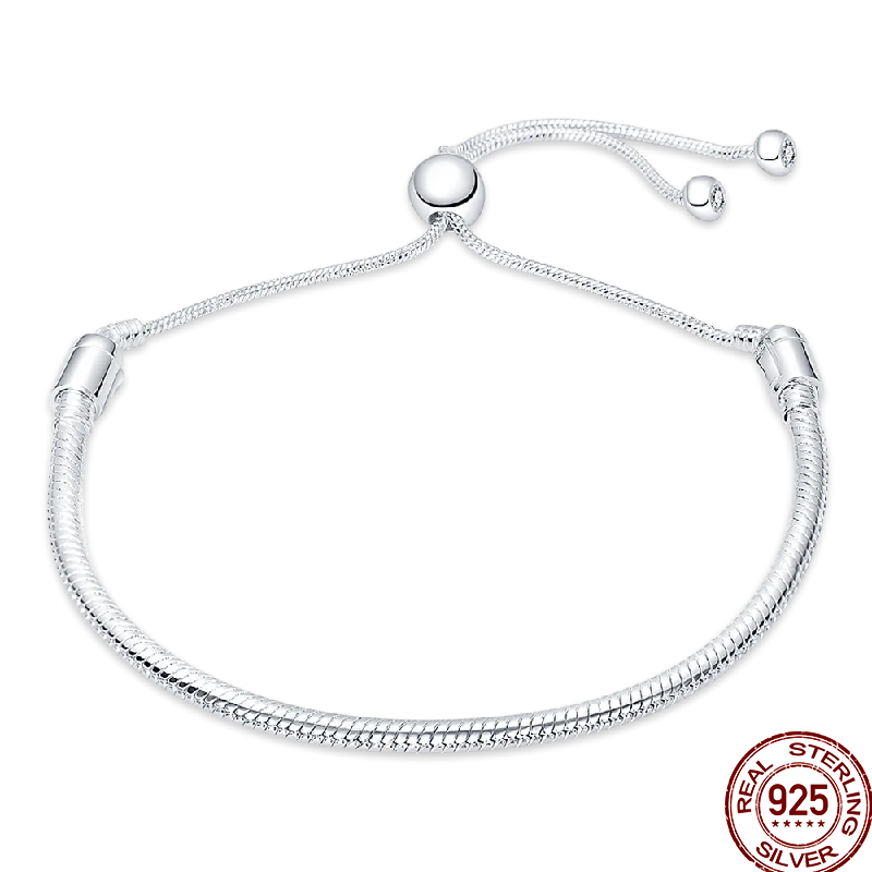 925 Silver 17-20CM Heart Pave Zirconia Original Bracelets Infinity Bracelet Fit DIY Charms Bead Birthday Jewelry Gifts Hot Sale