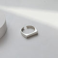 925 Sterling Silver Smooth Surface Rectangle Ring Wedding Engagement Luxury Aesthetic Jewellery