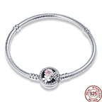 925 Silver 17-20CM Heart Pave Zirconia Original Bracelets Infinity Bracelet Fit DIY Charms Bead Birthday Jewelry Gifts Hot Sale