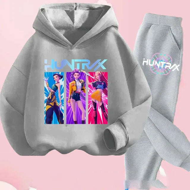 Toddler Girls Kpop Demon Hunters Fashion Hoodie & Sweatshirt Set Kids Suit