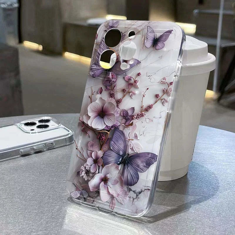Butterfly Flower Case for Samsung Galaxy S25 Ultra S24 Plus S23 FE S22 A56