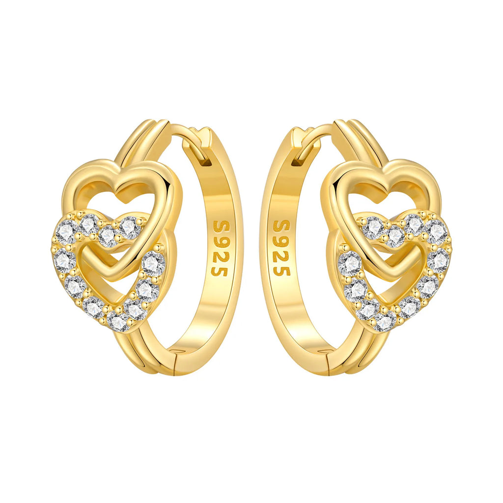 925 Sterling Silver Star Moon Heart Shape Versatile Hoop Earrings Fine Gift