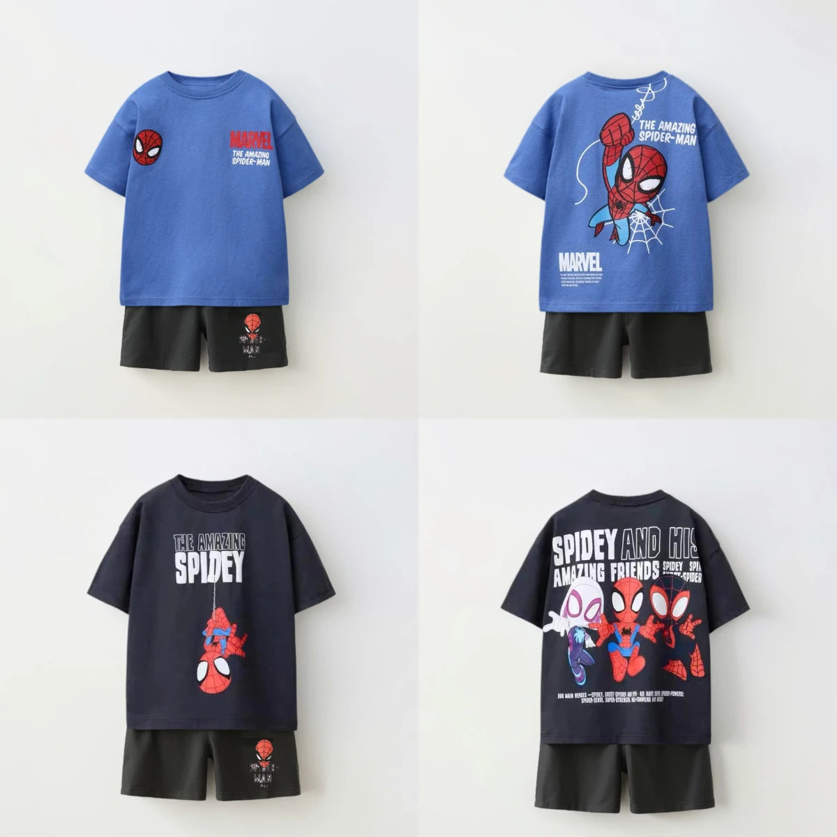 Spiderman Print Boys Short Sleeve Suit Summer Kids T-Shirt & Shorts 2pc Set
