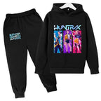Kids Kpop Demon Hunter Anime Print Hoodie & Sports Pants 2-Piece Casual Set