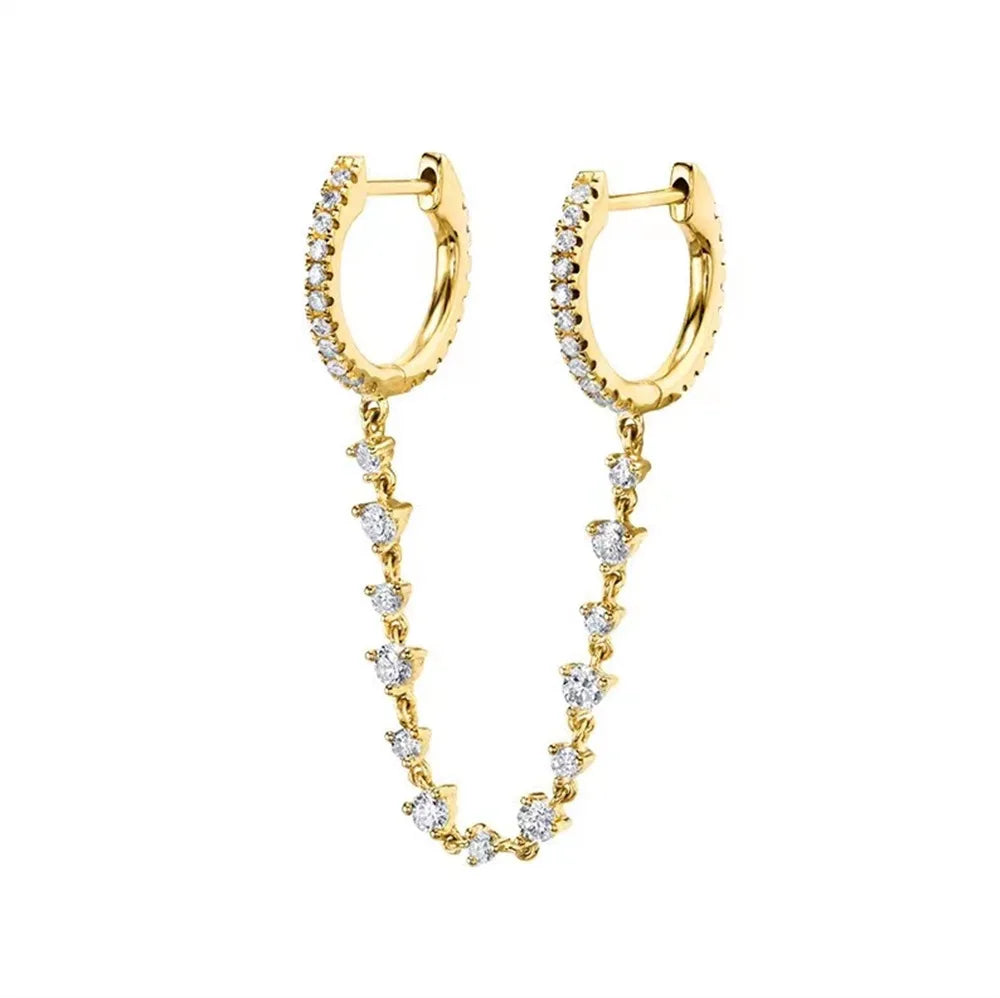 New Design Stainless Steel Zirconia Hoop Earrings Gold Colour Pendant