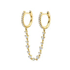 New Design Stainless Steel Zirconia Hoop Earrings Gold Colour Pendant