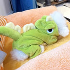 Dinosaur Pet Jumpsuit 4-Leg Winter Clothes Plush Lining Puppy Kitten Outfit