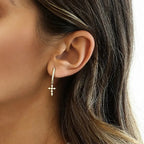 High Quality Stainless Steel Zircon Lightning Cross Hoop Earrings