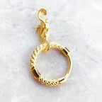 Seahorse Gold Creole Hinged Hoop Earrings Solid 925 Sterling Silver