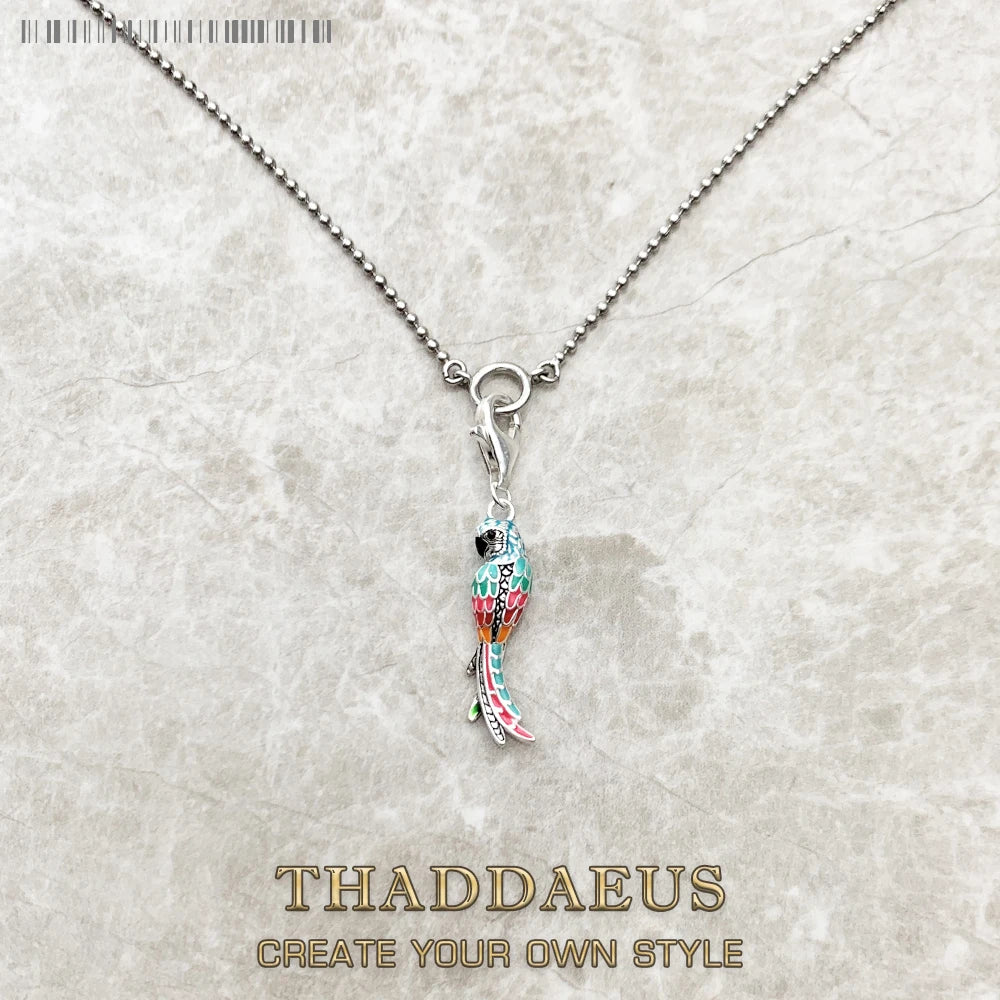 Parrot Paradise Bird Charm Necklace 925 Sterling Silver Bohemia Jewellery