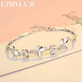 Zircon Lucky Clover Bracelet 925 Sterling Silver Crystals Wedding Jewellery