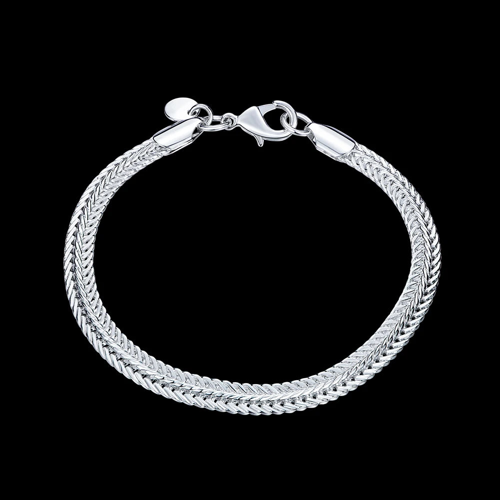 20cm Cute Chain Bracelet 925 Sterling Silver Noble Men Women Fashion Jewelry