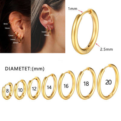1Pairs/2Pcs Small Hoop Earrings Women Men Gold Silver Anti-allergy