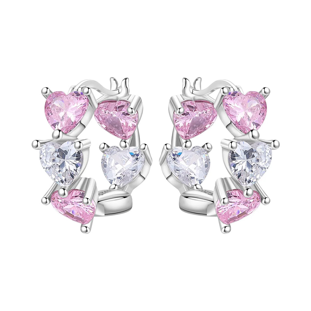 925 Sterling Silver Purple Inlaid Stone Versatile Hoop Earrings Birthday Gift
