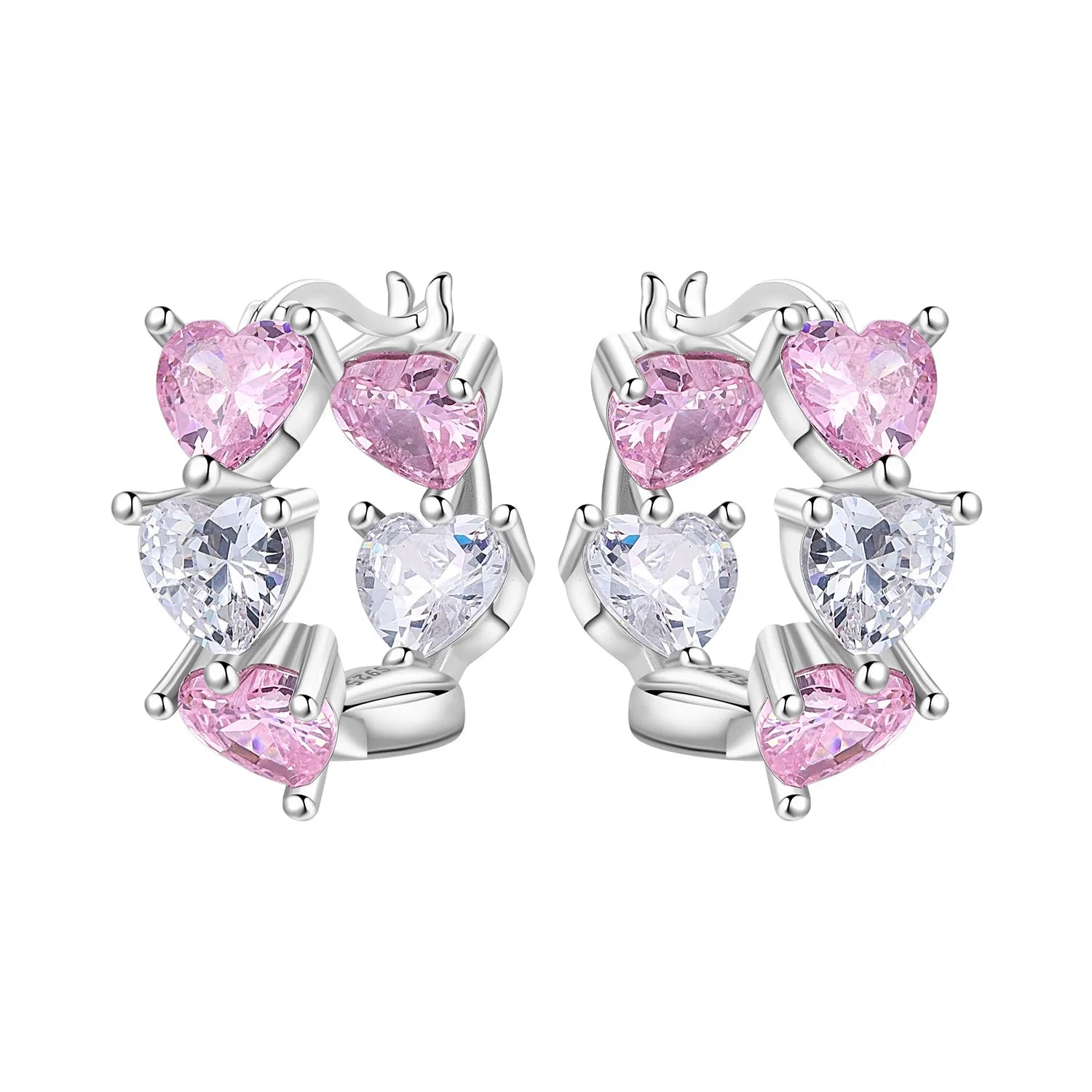 925 Sterling Silver Star Moon Heart Shape Versatile Hoop Earrings Fine Gift