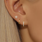 3PCS Sets Exquisite Flower Circle Hoop Earrings 14K Gold Plated