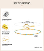 Stainless Steel Chain Bracelet for Women, Colorful Beads Summer 18k Gold Plated, Stainless Steel Waterproof Wrist Jewelry