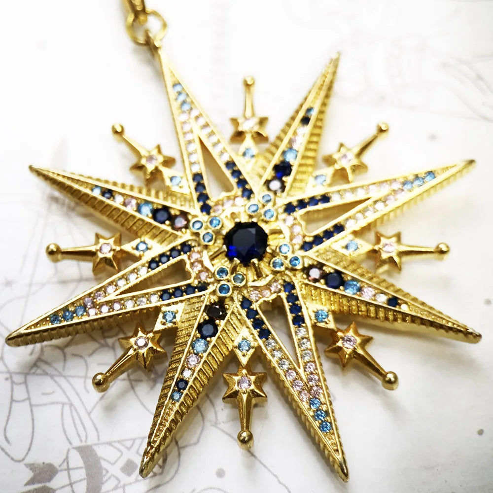 Royalty Star Necklace Link Chain 925 Sterling Silver Vintage Jewellery Gift