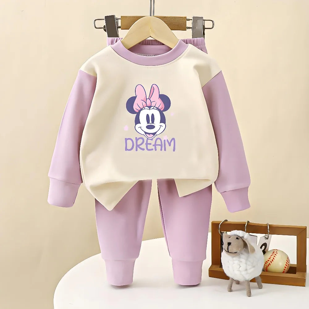 Girls Long Sleeve Pyjamas Set Dralon Fabric Casual Home Wear Sleepwear