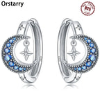 925 Sterling Silver Moon Tassel Versatile Hoop Earrings Fine Birthday Gift