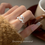 925 Sterling Silver Roses Branch Adjustable Ring Engagement Wedding Female Luxury Accessory