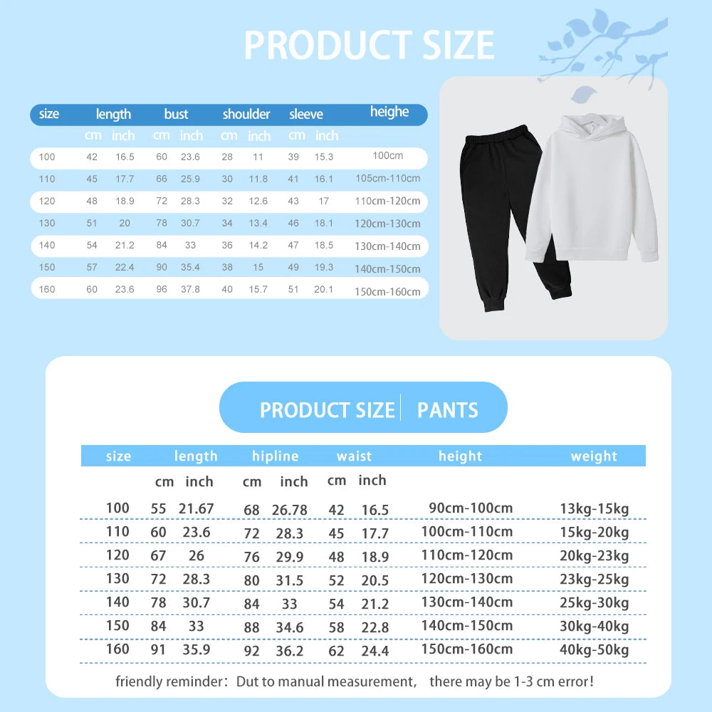 Kids Kpop Demon Hunter Cartoon Print Hoodie and Athletic Pants Sports Set