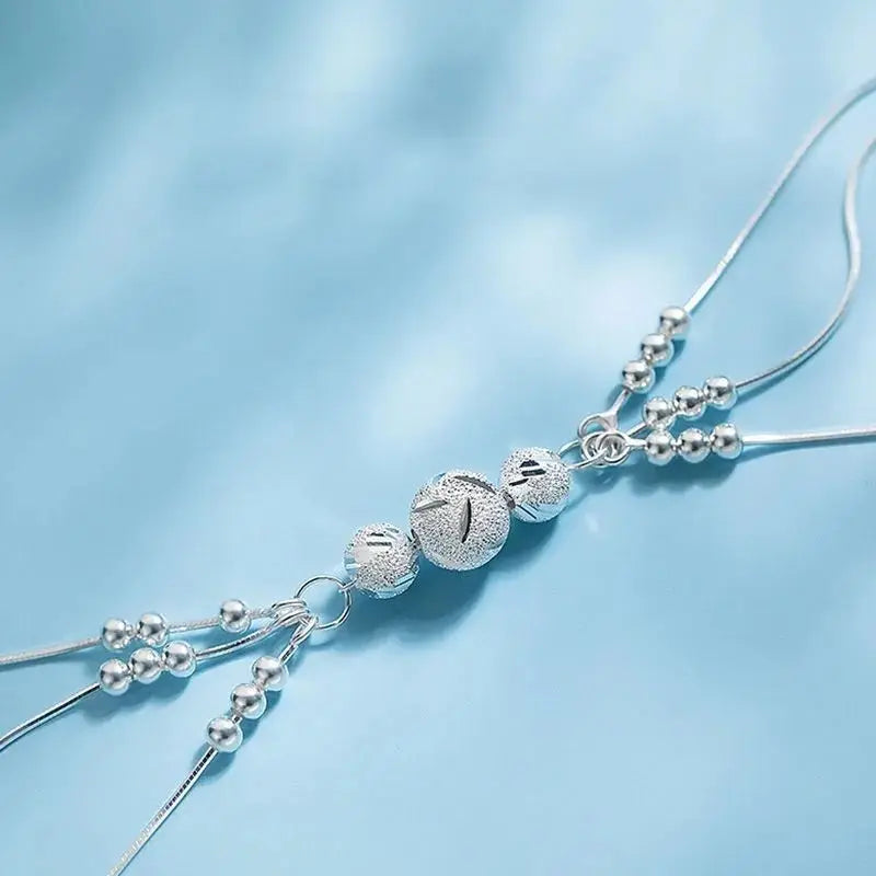 Lucky Beads Ball Chain Bracelet 925 Sterling Silver Women Luxury Charm Gift