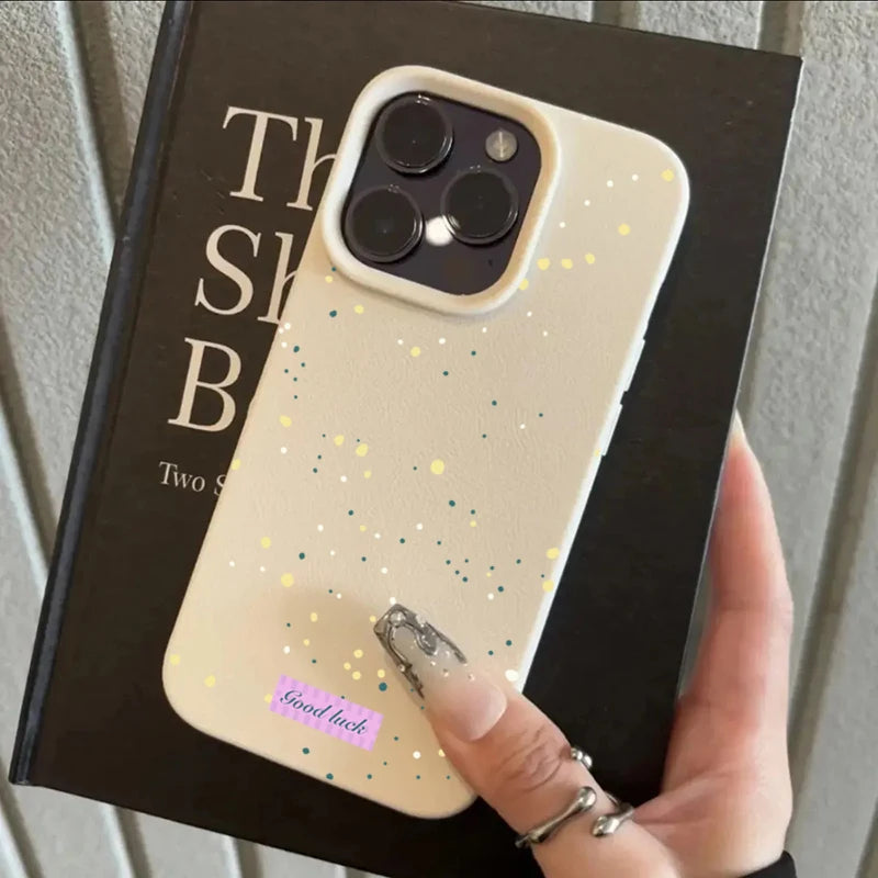 Wave Point Lychee Pattern Case for iPhone 16 15 14 13 12 Pro Max