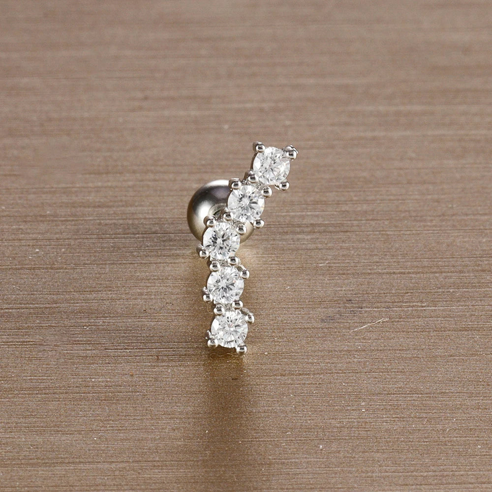 1PC 6 Styles Stainless Steel Mini Zircon Cartilage Piercing Stud