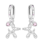 925 Sterling Silver Pink Heart Musical Note Drop Earrings Fashion Jewellery