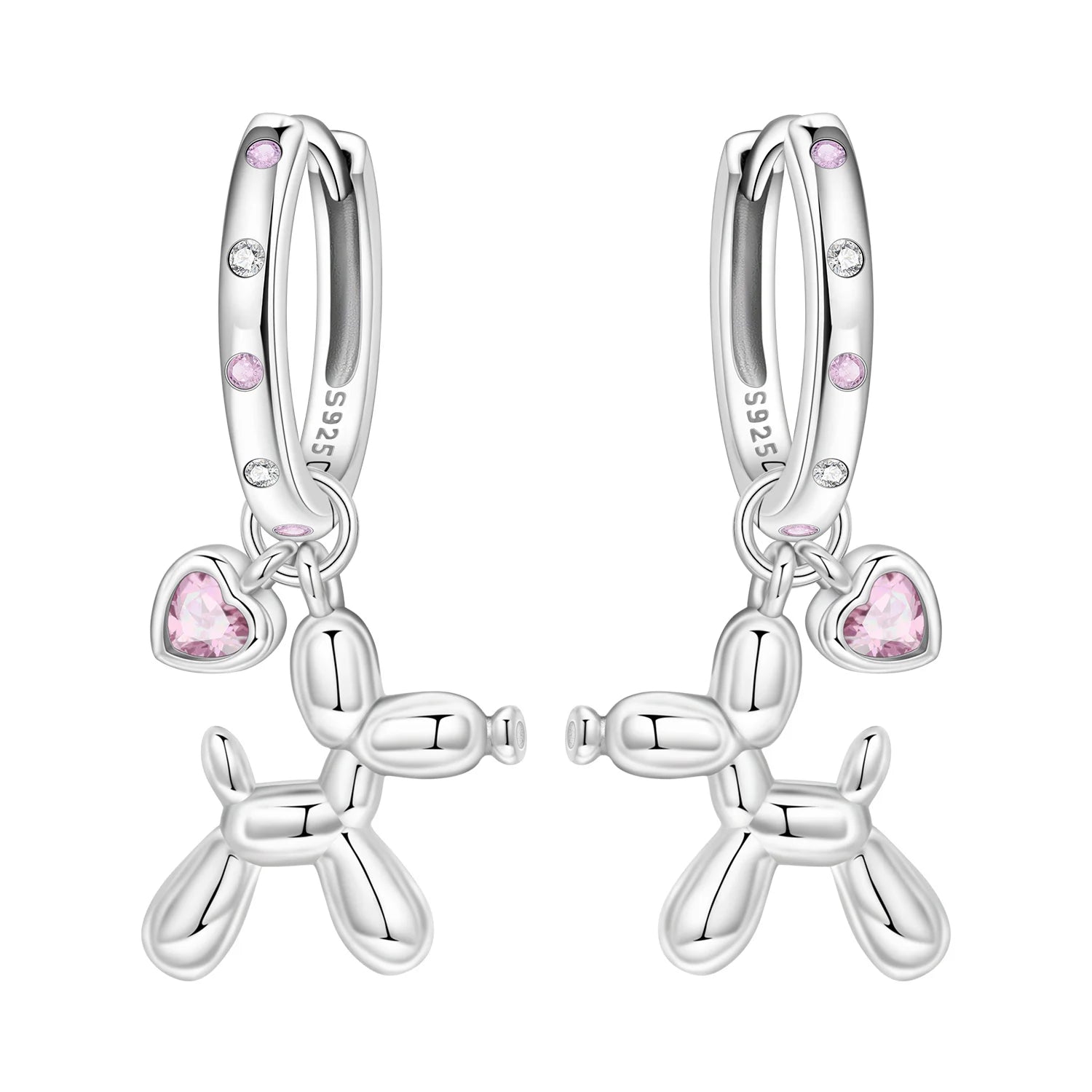 925 Sterling Silver Double Layer Pet Paw Print Drop Earrings Fashion Gift