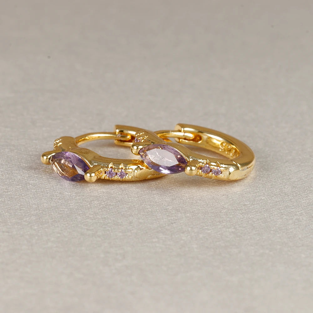 2023 Simple Stainless Steel Round Hoop Earring Colourful Zircon
