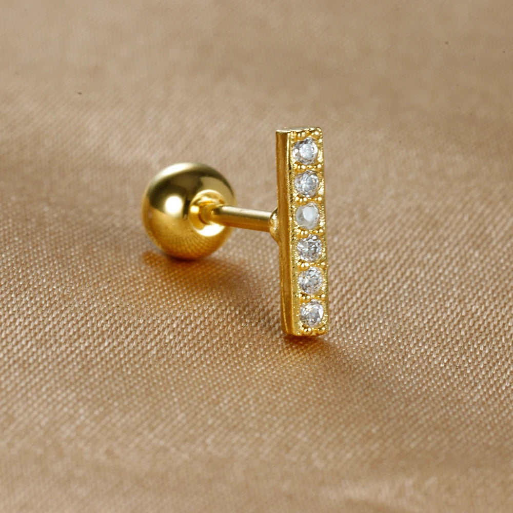 1pc Stainless Steel Moon Cross Stud Tiny Zirconia Rook Tragus Helix Piercing