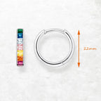 Rainbow Stone Hoop Earrings Creole 925 Sterling Silver Bohemia Gift