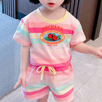 Sanrio Hello Kitty Girls Summer Clothing Set Short Sleeve T-Shirt and Shorts