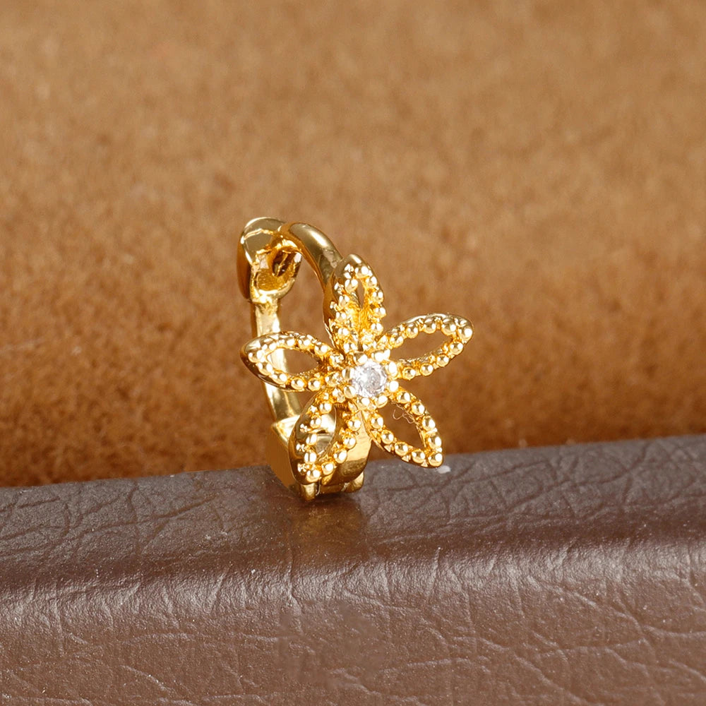 1Pc Stainless Steel Small CZ Hoop Cartilage Earrings Tiny Cross
